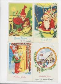 Maire Vänni  sign - taiteilijapostikortti joulukortti postikortti kulkenut 1950 l   4 kpl erä