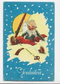 Poika Vesanto sign - taiteilijapostikortti joulukortti postikortti kulkenut olympiamerkki