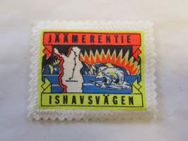 Jäämerentie -Ishavsvägen -kangasmerkki / matkailumerkki / hihamerkki / badge -pohjaväri valkoinen