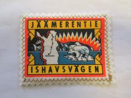 Jäämerentie -Ishavsvägen -kangasmerkki / matkailumerkki / hihamerkki / badge -pohjaväri valkoinen