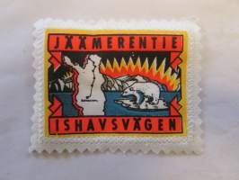 Jäämerentie -Ishavsvägen -kangasmerkki / matkailumerkki / hihamerkki / badge -pohjaväri valkoinen