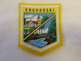 Enonkoski -kangasmerkki / matkailumerkki / hihamerkki / badge -pohjaväri keltainen