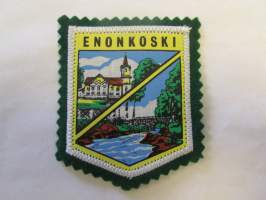 Enonkoski -kangasmerkki / matkailumerkki / hihamerkki / badge -pohjaväri vihreä