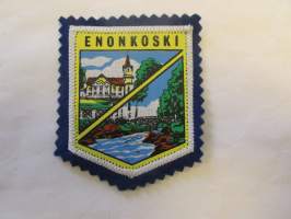 Enonkoski -kangasmerkki / matkailumerkki / hihamerkki / badge -pohjaväri sininen