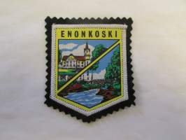 Enonkoski -kangasmerkki / matkailumerkki / hihamerkki / badge -pohjaväri musta