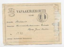 Vapaakirjekortti Suomi 1919
