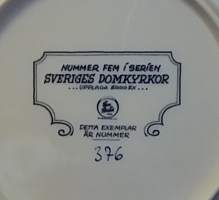 Keräilylautanen. Sveriges Domkyrkor - Linköping Domkyrka. Posliini, seinälautanen. (Vintage, Ruotsi,  Scandinavian Porcelain, tallrik, collecting plate)