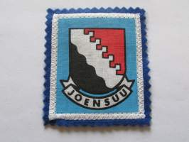 Joensuu -kangasmerkki / matkailumerkki / hihamerkki / badge -pohjaväri sininen