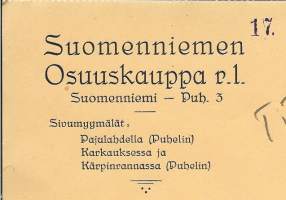 Suomenniemen Osuuskauppa rl Suomenniemi   - firmalomake