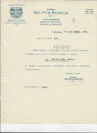 Suomen Välityskeskus Oy Turku 1923  - firmalomake