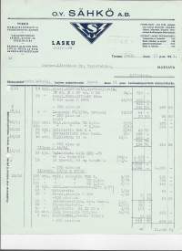 Sähkö Oy Turku 1941  - firmalomake 4 eril