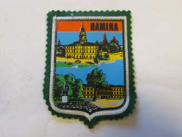 Hamina -kangasmerkki / matkailumerkki / hihamerkki / badge -pohjaväri vihreä