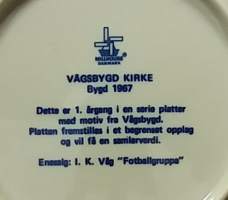 Keräilylautanen - Vågsbygd Kirke. Posliini, seinälautanen. (Vintage, Tanska,  Scandinavian Porcelain, tallrik, collecting plate)