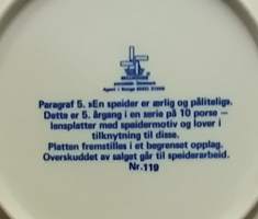 Keräilylautanen- Norges Speiderforbund - Sorlandest Krets. Posliini, seinälautanen. (Vintage, Tanska,  Scandinavian Porcelain, tallrik, collecting plate)