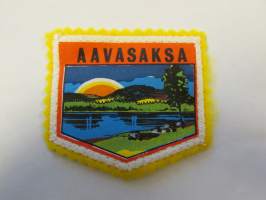 Aavasaksa -kangasmerkki / matkailumerkki / hihamerkki / badge -pohjaväri keltainen