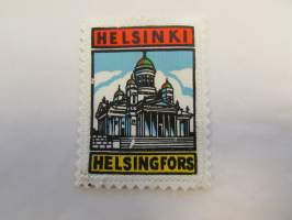 Helsinki -Helsingfors -kangasmerkki / matkailumerkki / hihamerkki / badge -pohjaväri valkoinen