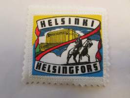 Helsinki -Helsingfors -kangasmerkki / matkailumerkki / hihamerkki / badge -pohjaväri valkoinen