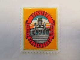 Helsinki -Helsingfors -Suomi -Finland -kangasmerkki / matkailumerkki / hihamerkki / badge -pohjaväri valkoinen