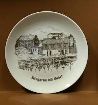 SAMLARTALLRIKAR, &quot;Krogar i Oskarshamn&quot;, Keräilylautanen. Posliini, seinälautanen. (Vintage, Ruotsi,  Scandinavian Porcelain, tallrik, collecting plate)