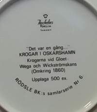 SAMLARTALLRIKAR, &quot;Krogar i Oskarshamn&quot;, Keräilylautanen. Posliini, seinälautanen. (Vintage, Ruotsi,  Scandinavian Porcelain, tallrik, collecting plate)