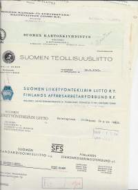 Eri liittojen ja yhdistysten firmalomakkeita erä 8 eril firmalomake
