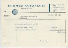 Suomen autoklubi 1950 -l firmalomake