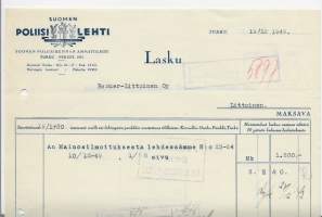 Suomen Poliisilehti 1949 -  firmalomake