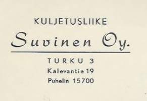 Kuljetusliike Suvinen Oy Turku 1951   -  firmalomake