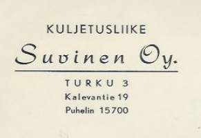 Kuljetusliike Suvinen Oy Turku 1951   -  firmalomake