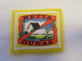 Hetta -Ounas -kangasmerkki / matkailumerkki / hihamerkki / badge -pohjaväri keltainen