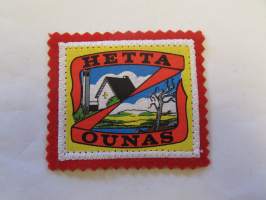 Hetta - Ounas -kangasmerkki / matkailumerkki / hihamerkki / badge -pohjaväri punainen