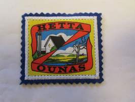 Hetta - Ounas -kangasmerkki / matkailumerkki / hihamerkki / badge -pohjaväri sininen