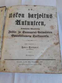 Uskon harjoitus autuuteen. Sovitettu vuotisten Juhla-ja sunnutai-päiväisten evankeliumein tutkinnosta jonka ulosantanut Anders Björkwist, vara kirkkoherra P.1858.