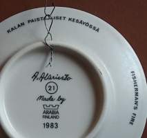 Keräilylautanen - Andreas Alariesto 1983 nr. 21. Seinälautanen, taidelautanen. (Vintage,  Scandinavian Porcelain, , collecting plate)