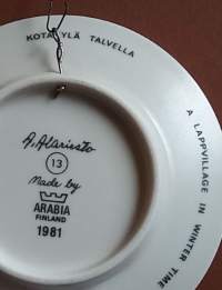 Keräilylautanen - Andreas Alariesto 1981 nr. 13. Seinälautanen, taidelautanen. (Vintage,  Scandinavian Porcelain, , collecting plate)