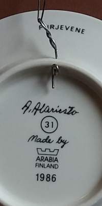 Keräilylautanen - Andreas Alariesto 1986   nr. 31. Seinälautanen, taidelautanen. (Vintage,  Scandinavian Porcelain, , collecting plate)