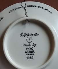 Keräilylautanen - Andreas Alariesto 1980   nr. 7. Seinälautanen, taidelautanen. (Vintage,  Scandinavian Porcelain, , collecting plate)