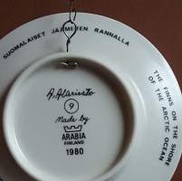 Keräilylautanen - Andreas Alariesto 1980   nr. 9. Seinälautanen, taidelautanen. (Vintage,  Scandinavian Porcelain, , collecting plate)