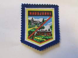 Hausjärvi -kangasmerkki / matkailumerkki / hihamerkki / badge -pohjaväri sininen