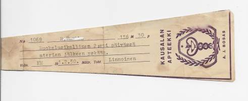 Kausalan Apteekki  A J Bosas  , resepti  signatuuri   1967