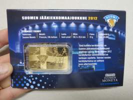 Jääkiekkomaajoukkue Suomi 2012, kullattu keräilyharkko - Moneta