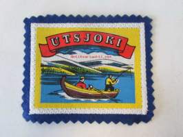 Utsjoki -kangasmerkki / matkailumerkki / hihamerkki / badge -pohjaväri sininen