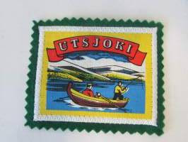 Utsjoki -kangasmerkki / matkailumerkki / hihamerkki / badge -pohjaväri vihreä