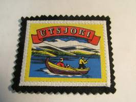 Utsjoki -kangasmerkki / matkailumerkki / hihamerkki / badge -pohjaväri musta