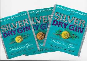 Silver Gin 3 eril -   viinaetiketti