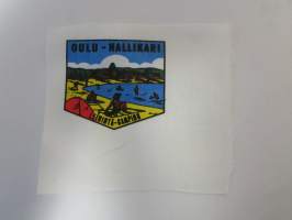 Oulu -Nallikari -leirintä -camping -kangasmerkki, matkailumerkki, leikkaamaton