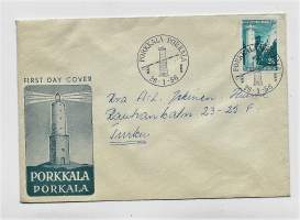 Porkkala 26.1.1956  FDC- ensipäiväkuori