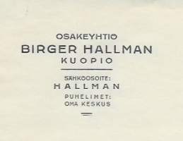 Birger Hallman Kuopio 1939 -  firmalomake