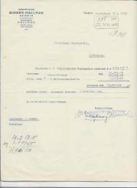 Birger Hallman Kuopio 1939 -  firmalomake