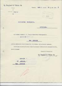 Berglund &amp; Ylkänen Oy Vaasa 1926 -  firmalomake